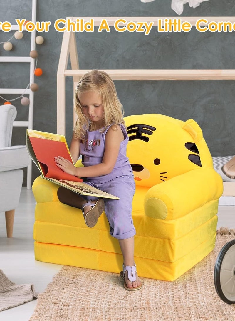 Cartoon Folding Children Sofa, 2 in 1 Children Sofa Bed Backrest Armchair Cute Cartoon Children Sofa, Lazy Sofa Children Flip Open Sofa Bed for Living Room, Bedroom - Image 1
