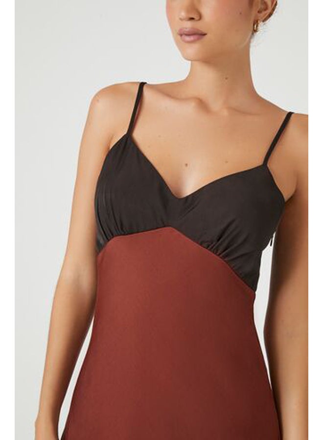 FOREVER 21 Colorblock Satin Maxi Slip Dress - Image 5