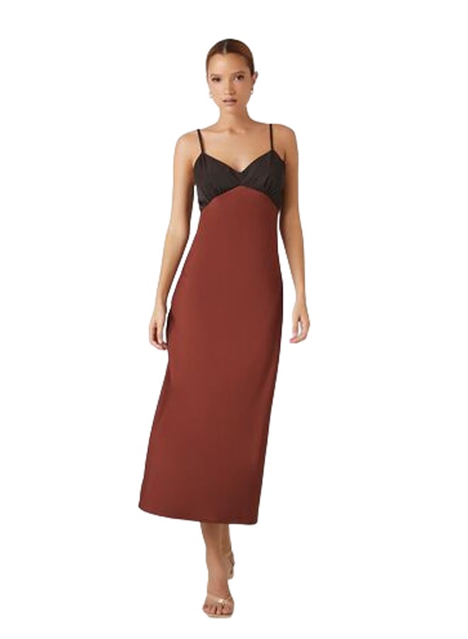 FOREVER 21 Colorblock Satin Maxi Slip Dress - Image 1