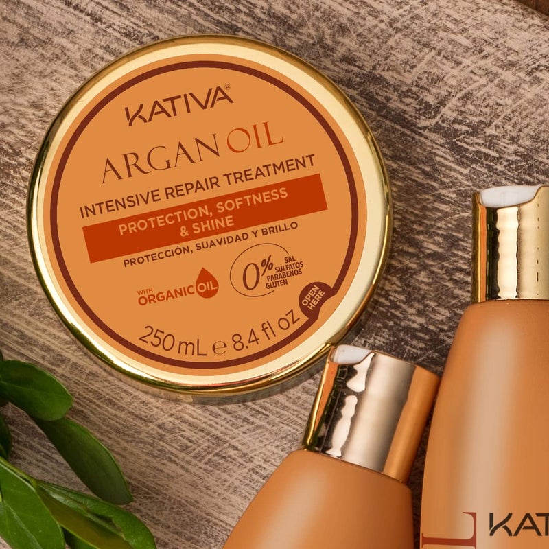 Kativa قناع علاج مكثف بزيت الأركان من كاتيفا (250 مل)، مرطب وواقٍ للشعر الجاف أو التالف، خالي من الملح والكبريتات، خالي من الجلوتين والبارابين - Image 4