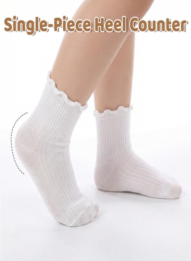 HaiFafafaing Baby Girls Socks White 6-12 Months Non Slip Ruffle Baby Socks For Girls Cotton Toddler Ruffle Sock with Grips For Girl Dress 6 Pairs - Image 4
