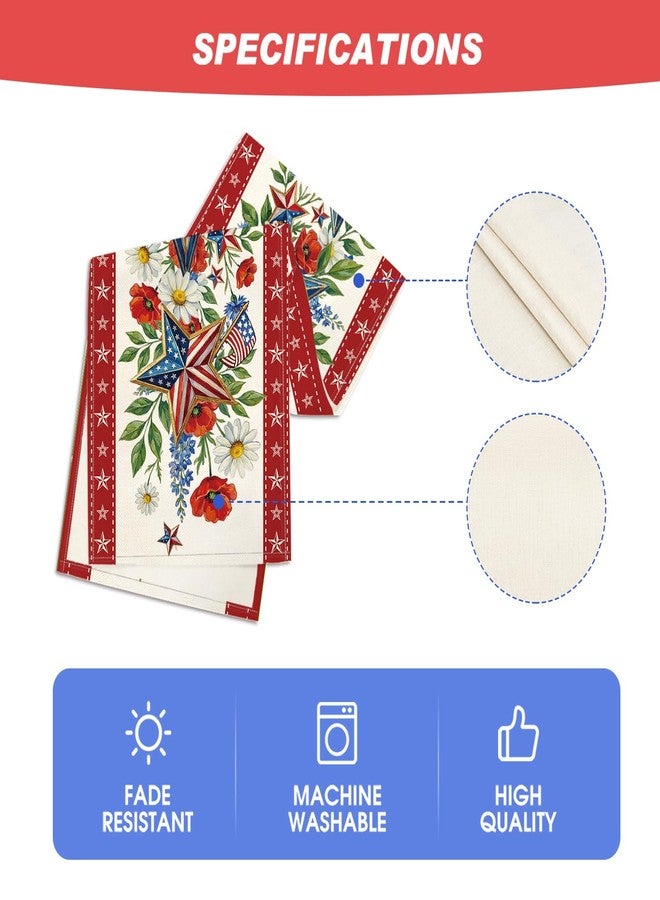 Artoid Mode American Flag Stars Flowers 210 GSM 4th of July Table Runner, Memorial Day Kitchen Dining Table Decoration for Home Party Decor 13x60 Inch - Image 5