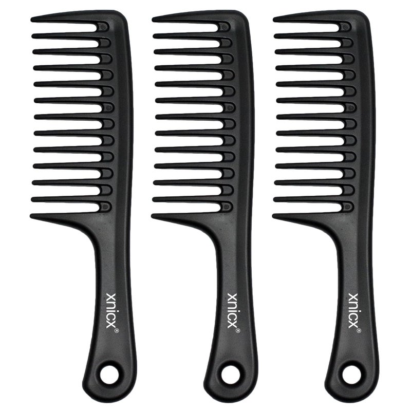 3 pcs Wide Tooth Comb SetDetangling Hair Comb for CurlyWetThick HairHair Brush Shower Comb Detangler Hair Wide Comb with Care Handgrip Comb Styling Comb for WomenMen Black