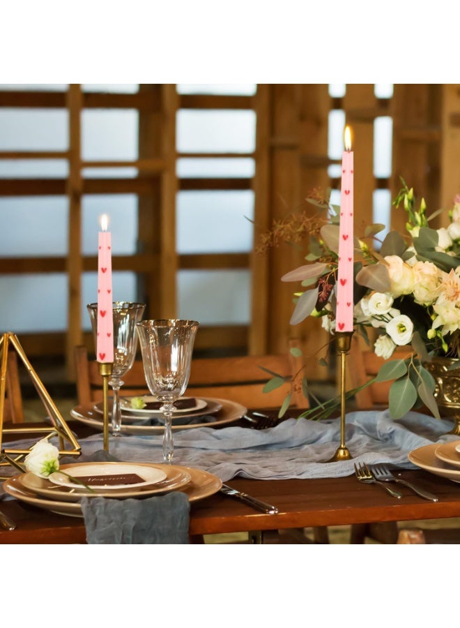 مجموعة من شمعتين مدببتين مطبوعتين، شمعة بالتنقيط مصنوعة يدويًا (وردي) - Image 5