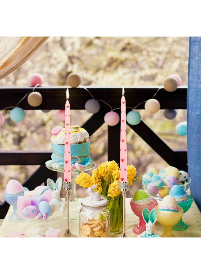 مجموعة من شمعتين مدببتين مطبوعتين، شمعة بالتنقيط مصنوعة يدويًا (وردي) - Image 4