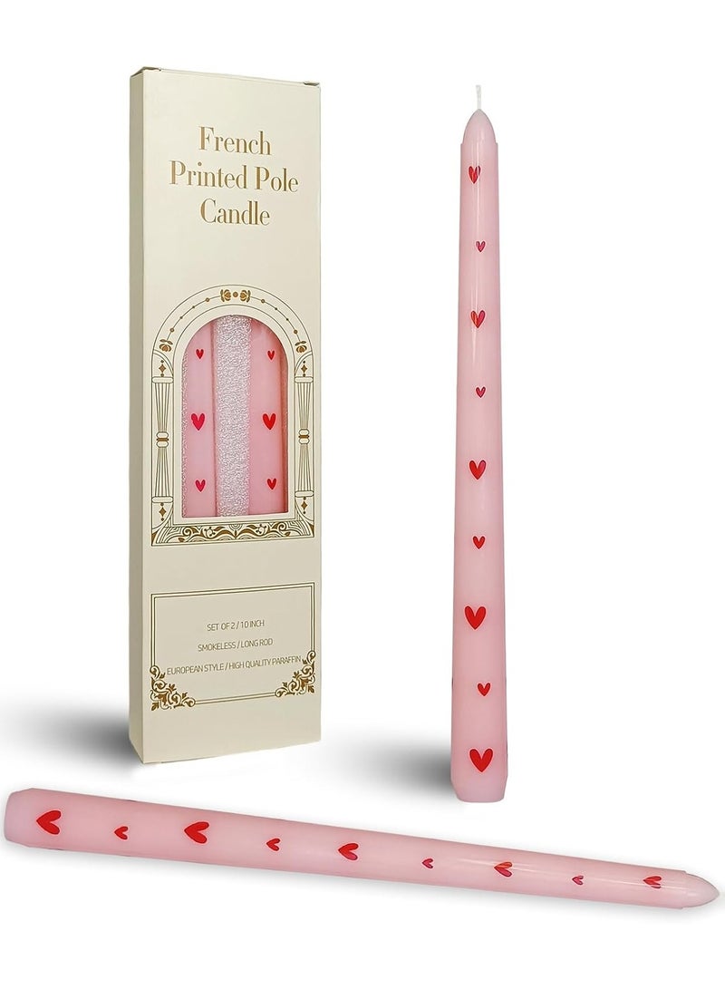 مجموعة من شمعتين مدببتين مطبوعتين، شمعة بالتنقيط مصنوعة يدويًا (وردي) - Image 1