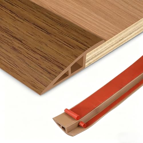 DBHXXMB-HH Floor Transition Strip Vinyl Door Threshold Ramp Self Adhesive Carpet Edging Strip Doorway Edge Trim, Overlap Edge Reducer for Laminate Carpet, Floor, Tile (Orange Oak, 1/5" to 2/5", 6.6Ft) - Image 1