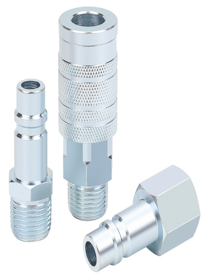HOOTSUM 3PCS 1/2 Inch Air Hose Fittings Kit, High Flow 1PC I/M Industrial Type Coupler with 1/2’’ MNPT, 2PCS Coupler with 1/2’’ NPT - Image 1