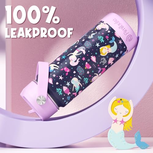 Fimibuke Kids Insulated Water Bottle, 18oz BPA FREE Kid Cup with Straw Double Wall Vacuum Tumbler 18/8 Stainless Steel Leak Proof Toddler Water Bottle for School Boys Girls (2 Pack, Unicorn/Dinosaur) - Image 4