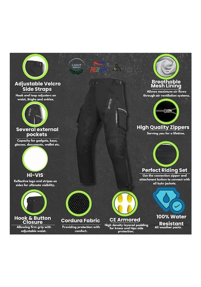 BYKR Motorcycle Pants for Men and Women - Armored Cordura Overpants for Enduro, ATV, Dual Sports, and Touring - Black, 30W x 30L - Image 4