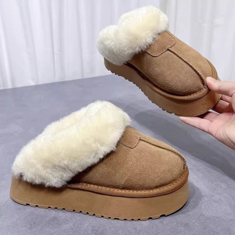 Mao Mao Thick Slippers Women'S 2024 Winter New Fur One-Piece Outwear Heightened Thickened Fleece-Lined Snow Boots - Image 3