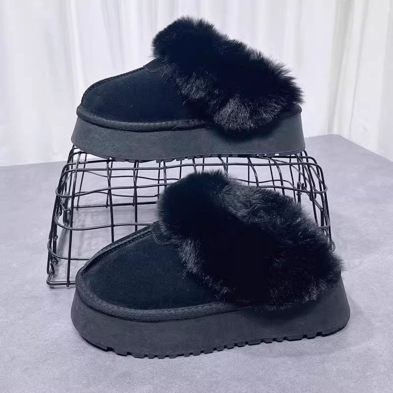 Mao Mao Thick Slippers Women'S 2024 Winter New Fur One-Piece Outwear Heightened Thickened Fleece-Lined Snow Boots - Image 5