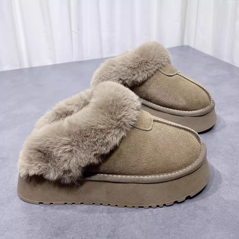 Mao Mao Thick Slippers Women'S 2024 Winter New Fur One-Piece Outwear Heightened Thickened Fleece-Lined Snow Boots - Image 1