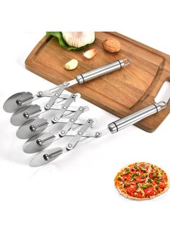 Generic 5 Wheel Pastry Cutter Stainless Pizza Slicer Multi-Round Dough Cutter Roller Cookie Pastry Knife Divider with Handle  - Image 1