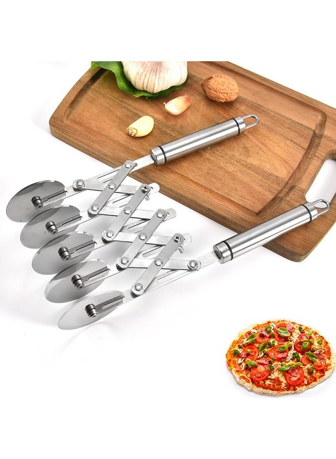 5 Wheel Pastry Cutter Stainless Pizza Slicer Multi-Round Dough Cutter Roller Cookie Pastry Knife Divider with Handle  - Image 1
