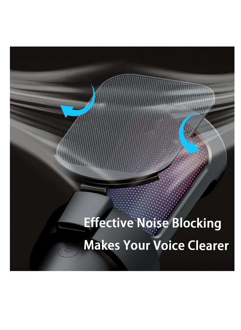 Mike Music Professional USB Gaming Microphone with RGB Lighting, Cardioid Pickup, Noise Filtering, Hi-Fi Sound, 192KHz/24Bit, 360° Adjustable Stand - 60cm Type-C Cable"  - Image 4