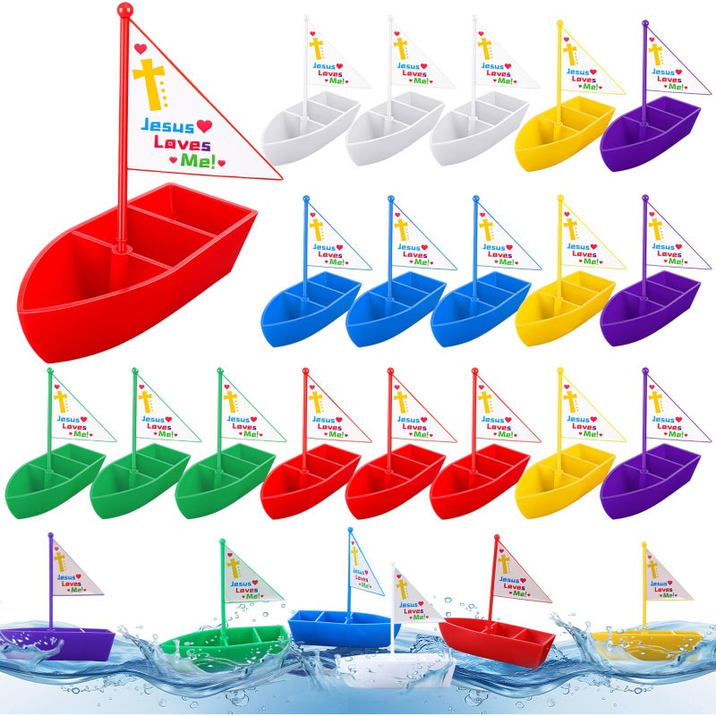Sotiff 12 Pcs Jesus Loves Me Toy Boat Religious Sailboat Toy Religious Crafts for Kids Bulk Christian Boat Gifts Bible Supplies Decor for Party Supplies - Image 3