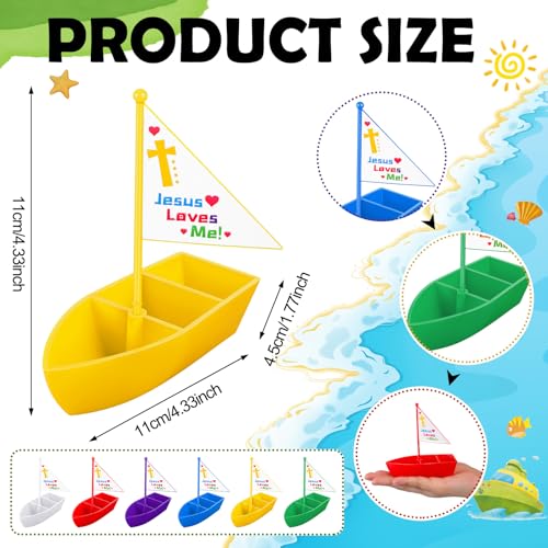 Sotiff 12 Pcs Jesus Loves Me Toy Boat Religious Sailboat Toy Religious Crafts for Kids Bulk Christian Boat Gifts Bible Supplies Decor for Party Supplies - Image 5