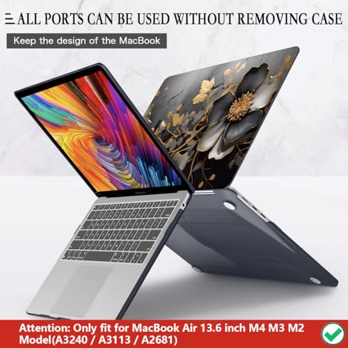 CISSOOK Compatible with MacBook Air 13.6 inch 2026 2025 2024 2023 2022 Release M5 A3449 M4 A3240 M3 A3113 A2681 M2, Floral Hard Shell Case Keyboard Skin Cover Screen Protector - Abstract Oil Painting - Image 5