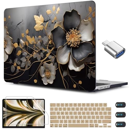 CISSOOK Compatible with MacBook Air 13.6 inch 2026 2025 2024 2023 2022 Release M5 A3449 M4 A3240 M3 A3113 A2681 M2, Floral Hard Shell Case Keyboard Skin Cover Screen Protector - Abstract Oil Painting - Image 1