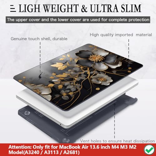 CISSOOK Compatible with MacBook Air 13.6 inch 2026 2025 2024 2023 2022 Release M5 A3449 M4 A3240 M3 A3113 A2681 M2, Floral Hard Shell Case Keyboard Skin Cover Screen Protector - Abstract Oil Painting - Image 4