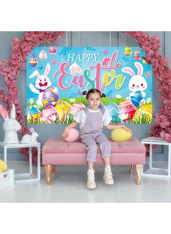 FRUITFUL PARTY 180cm×110cm Happy Easter Backdrop - 71''x43'' Bunny Photography Background Banner Party Photo Props for Spring Easter Party Decoration Supplies - Image 4