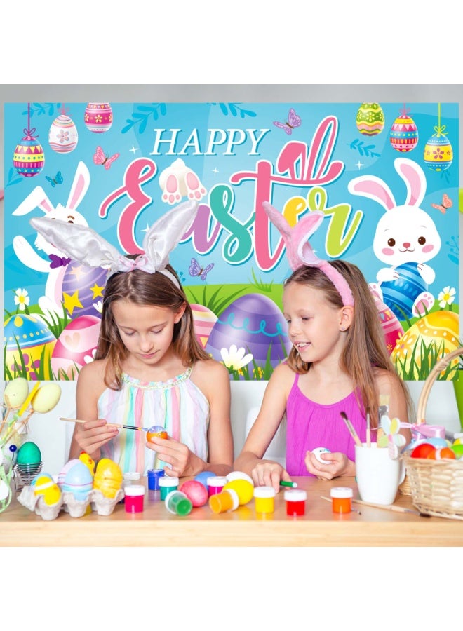 FRUITFUL PARTY 180cm×110cm Happy Easter Backdrop - 71''x43'' Bunny Photography Background Banner Party Photo Props for Spring Easter Party Decoration Supplies - Image 5