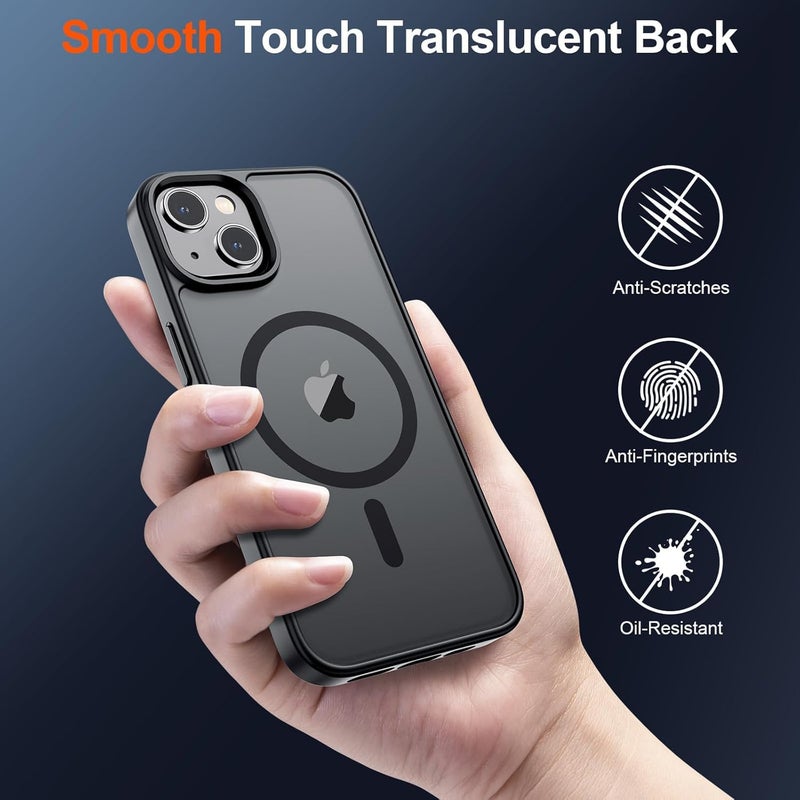 Sounce Shockproof Superior Drop Protection Cover Scratch Resistant Case Premium Armor Magsafe Designed Shield Strong Megnetic Adsorption with Polycarbonate Protection for iPhone 14/13 [Matte Black] - Image 4