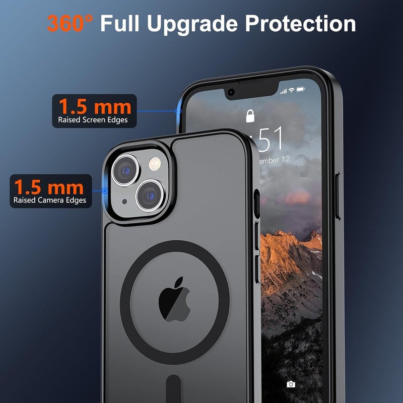Sounce Shockproof Superior Drop Protection Cover Scratch Resistant Case Premium Armor Magsafe Designed Shield Strong Megnetic Adsorption with Polycarbonate Protection for iPhone 14/13 [Matte Black] - Image 5
