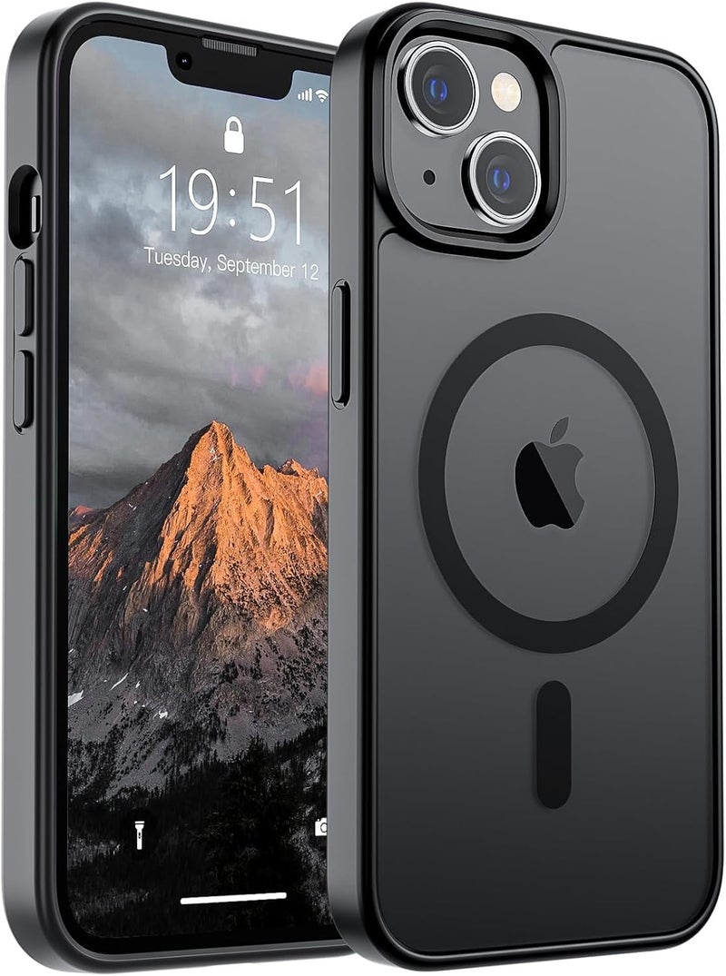 Sounce Shockproof Superior Drop Protection Cover Scratch Resistant Case Premium Armor Magsafe Designed Shield Strong Megnetic Adsorption with Polycarbonate Protection for iPhone 14/13 [Matte Black] - Image 1