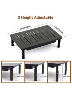 XICEN Monitor Stand with Drawer 3 Height Adjustable Metal Laptop Stand Riser with Storage Drawer and Phone Holder  - Image 4