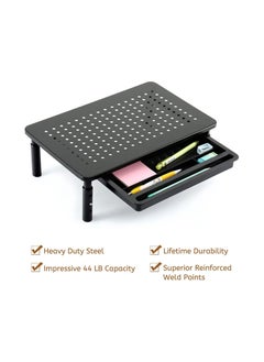 XICEN Monitor Stand with Drawer 3 Height Adjustable Metal Laptop Stand Riser with Storage Drawer and Phone Holder  - Image 2