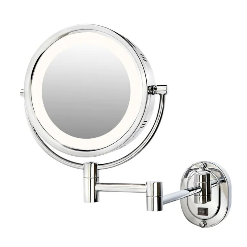JERDON WallMounted Chrome Makeup Mirror with LED Lighting  5X1X Magnification  14 Extension  Direct Wire  Model HL65CD