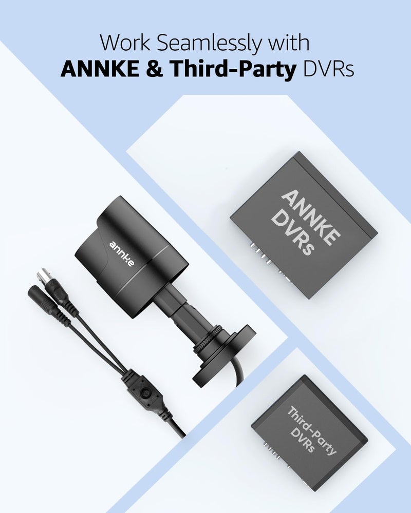 ANNKE 1080p Security Camera 4-in-1 CCTV Bullet Wired Cam, AHD/TVI/CVI/CVBS, Analog Surveillance Video Add-On Black Camera for Outdoor Use, 100ft Clear Night Vision (Power Adapter Not Included) - E200 - Image 5