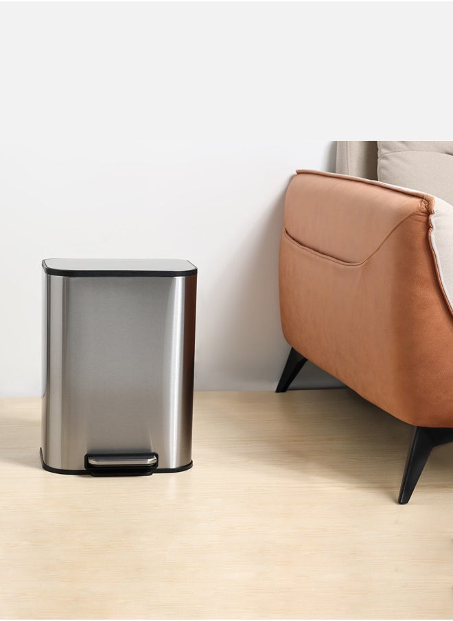 Trust - Stainless Steel Trash Bin 12L Silver Anti-Fingerprint & Soft Close Lid - Image 1