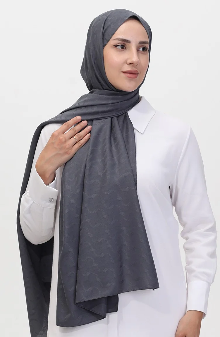 Sefa Merve Madame Mary Ivy Jacquard Shawl 19088-02 Smoke