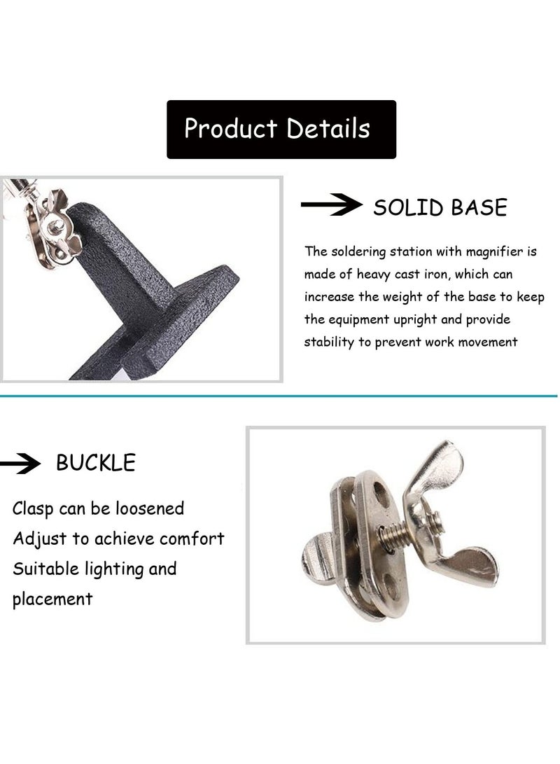 Barakah Helping Hands with 2.5x Magnifier, Soldering Station with Magnifying Glass, Dual Adjustable Alligator Clips, Ideal for Crafting, Beading, Jewelry Making, Soldering and Handling Micro Objects - Image 4