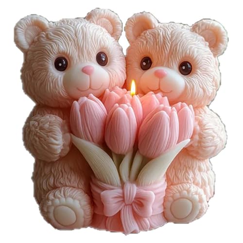 EVERELAM Large Flower Bear Cylinder Molds Silicone Wave Spiral Candle Mold - Silicone Resin Casting Molds for Candle & Resin & Soap Craft Supplies - Image 1