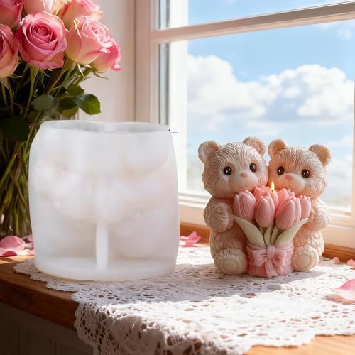EVERELAM Large Flower Bear Cylinder Molds Silicone Wave Spiral Candle Mold - Silicone Resin Casting Molds for Candle & Resin & Soap Craft Supplies - Image 4