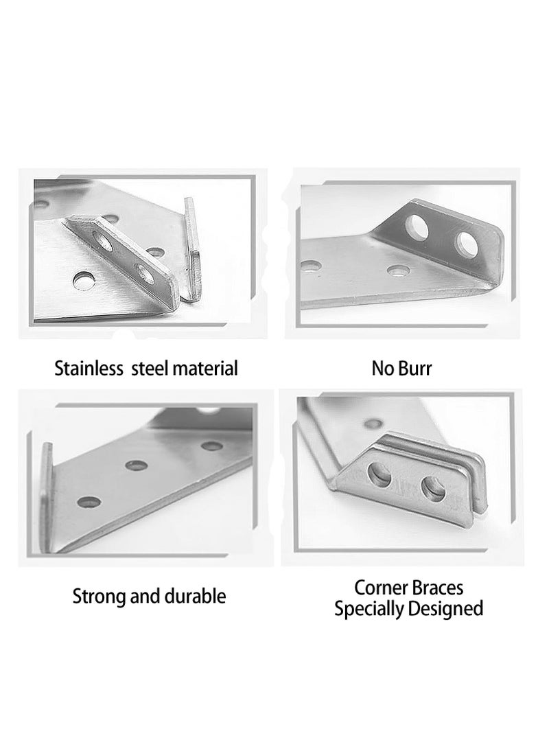 KASTWAVE 20Pcs Universal Stainless Steel Furniture Corner Connector, Trapeziform Brackets, Corner Braces, Corner Bracket for Wood, Shelf Supports, Shelving Brackets Heavy Duty  - Image 4