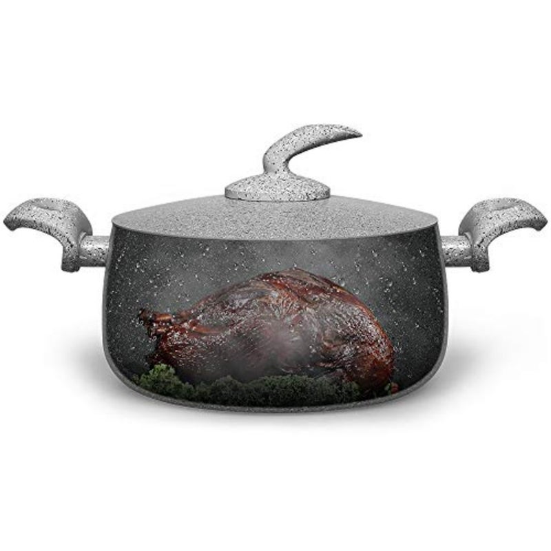 Rossetti® Elementi Natura Made in Italy Porcelain Enamel Granite 24cm Casserole Pot Stockpot + Lid Organic Luxury Ceramic Cookware Dishwasher Safe PFOA-free Non Toxic Cookware - Image 3
