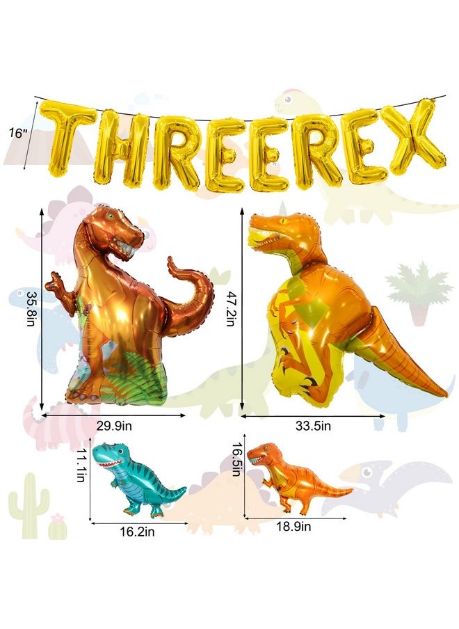 Bluegogo 16Pcs Three Rex Balloons, Three Rex Birthday Party Decorations Boy Dinosaur 3rd Birthday Party Supplies Include Three Rex Balloons Dinosaur Foil Balloons for 3 Rex Birthday Decorations Boys  - Image 2