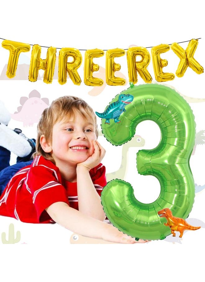 Bluegogo 16Pcs Three Rex Balloons, Three Rex Birthday Party Decorations Boy Dinosaur 3rd Birthday Party Supplies Include Three Rex Balloons Dinosaur Foil Balloons for 3 Rex Birthday Decorations Boys  - Image 3