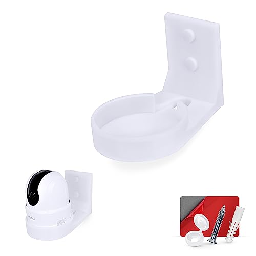 BRAINWAVZ Wall Mount Compatible with Imou 2C 2MP & 2C 4MP Pet & Baby Indoor Camera, Security Camera Holder Bracket, Reduce Blind Spots & Clutter, Adhesive & Screw-in Mounting - Easy to Install (White) - Image 1