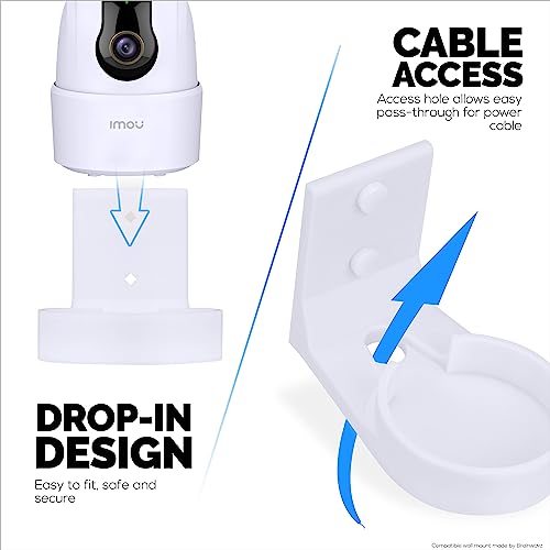 BRAINWAVZ Wall Mount Compatible with Imou 2C 2MP & 2C 4MP Pet & Baby Indoor Camera, Security Camera Holder Bracket, Reduce Blind Spots & Clutter, Adhesive & Screw-in Mounting - Easy to Install (White) - Image 5