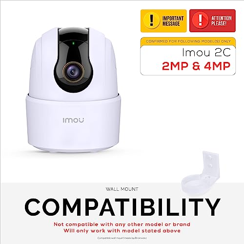 BRAINWAVZ Wall Mount Compatible with Imou 2C 2MP & 2C 4MP Pet & Baby Indoor Camera, Security Camera Holder Bracket, Reduce Blind Spots & Clutter, Adhesive & Screw-in Mounting - Easy to Install (White) - Image 2