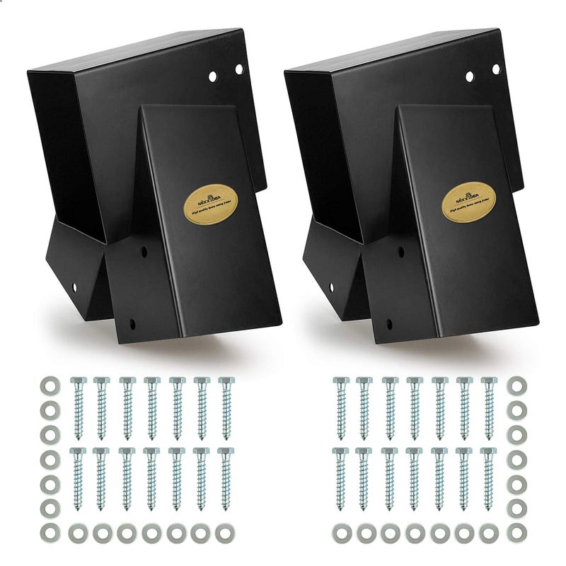 MIXXIDEA 2 Swing Set Brackets for Swing Set AFrame Heavy Duty with All Mounting Hardware Black 2 BracketsBlack
