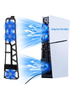 DOBE Fan for PS5 Slim Console, Cooler with Memory Function, Cooling with 3 Wind Speeds & USB 3.0 Port/LED Light, Compatible with Playstation5 Slim Digital Edition & UHD Accessories (Black)  - Image 1