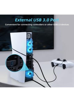 DOBE Fan for PS5 Slim Console, Cooler with Memory Function, Cooling with 3 Wind Speeds & USB 3.0 Port/LED Light, Compatible with Playstation5 Slim Digital Edition & UHD Accessories (Black)  - Image 2