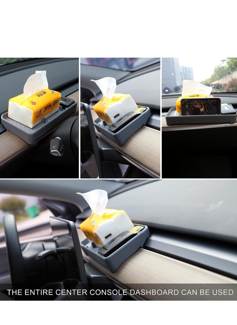 Central Console Dashboard ETC Storage Box for Tesla Model 3/Y, Center Console Organizer Tray, for Non-Slip Tissue Sunglasses Phone Holder Storage Box, Suitable for 2017-2023 Tesla Model 3/Y